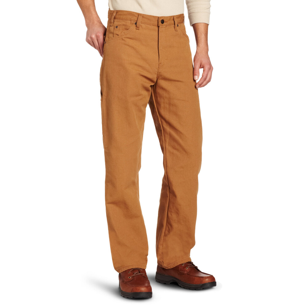 Dickies Men's Relaxed Fit Straight-Leg Duck Carpenter Jean  Brown  32W