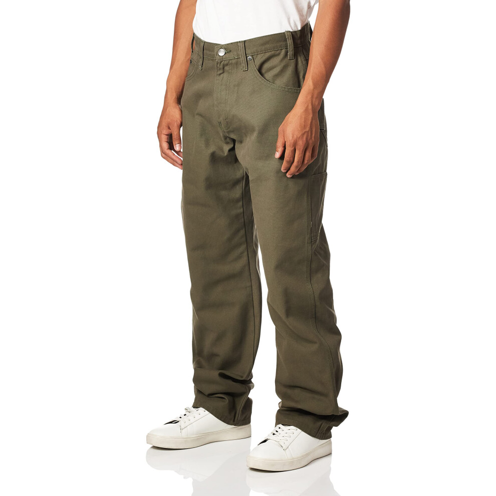 Dickies Mens Relaxed Fit Sanded Duck Carpenter Jean  Moss Green  38x32