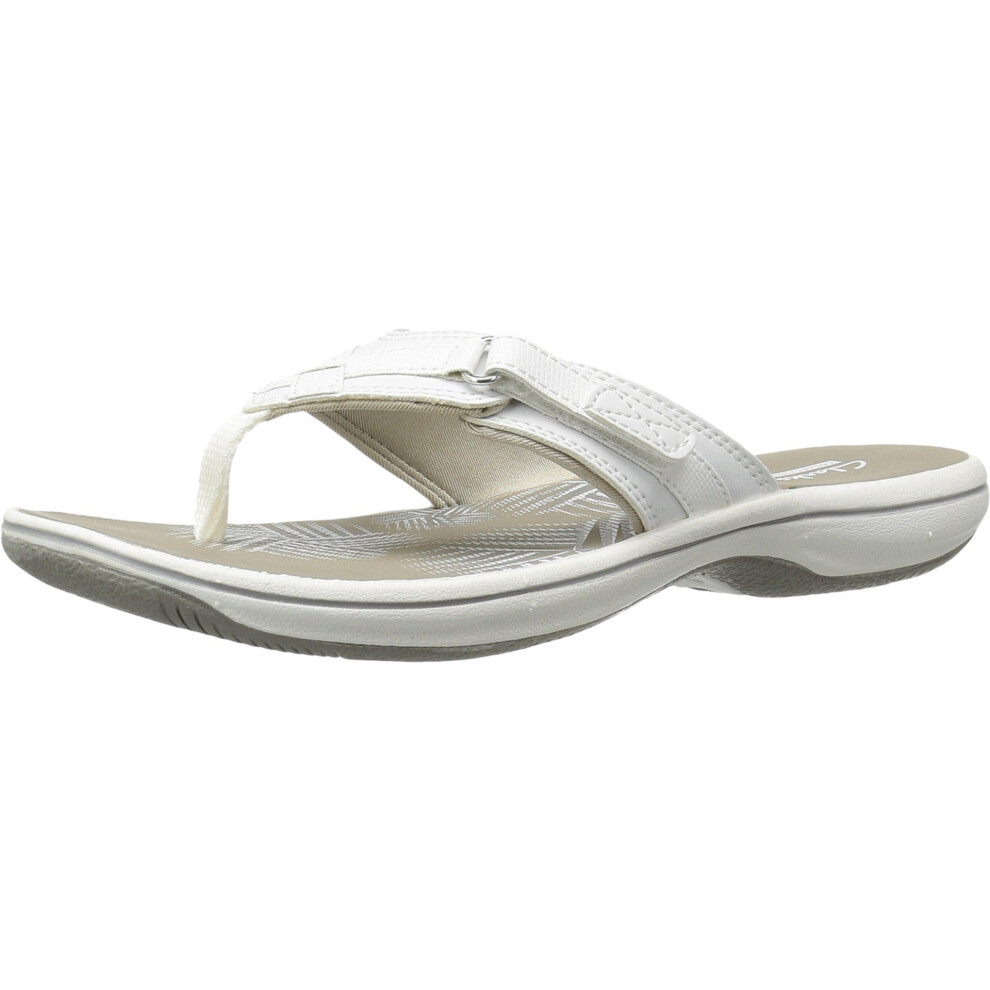 Clarks Women's Breeze Sea Flip-Flop  New White Synthetic  6