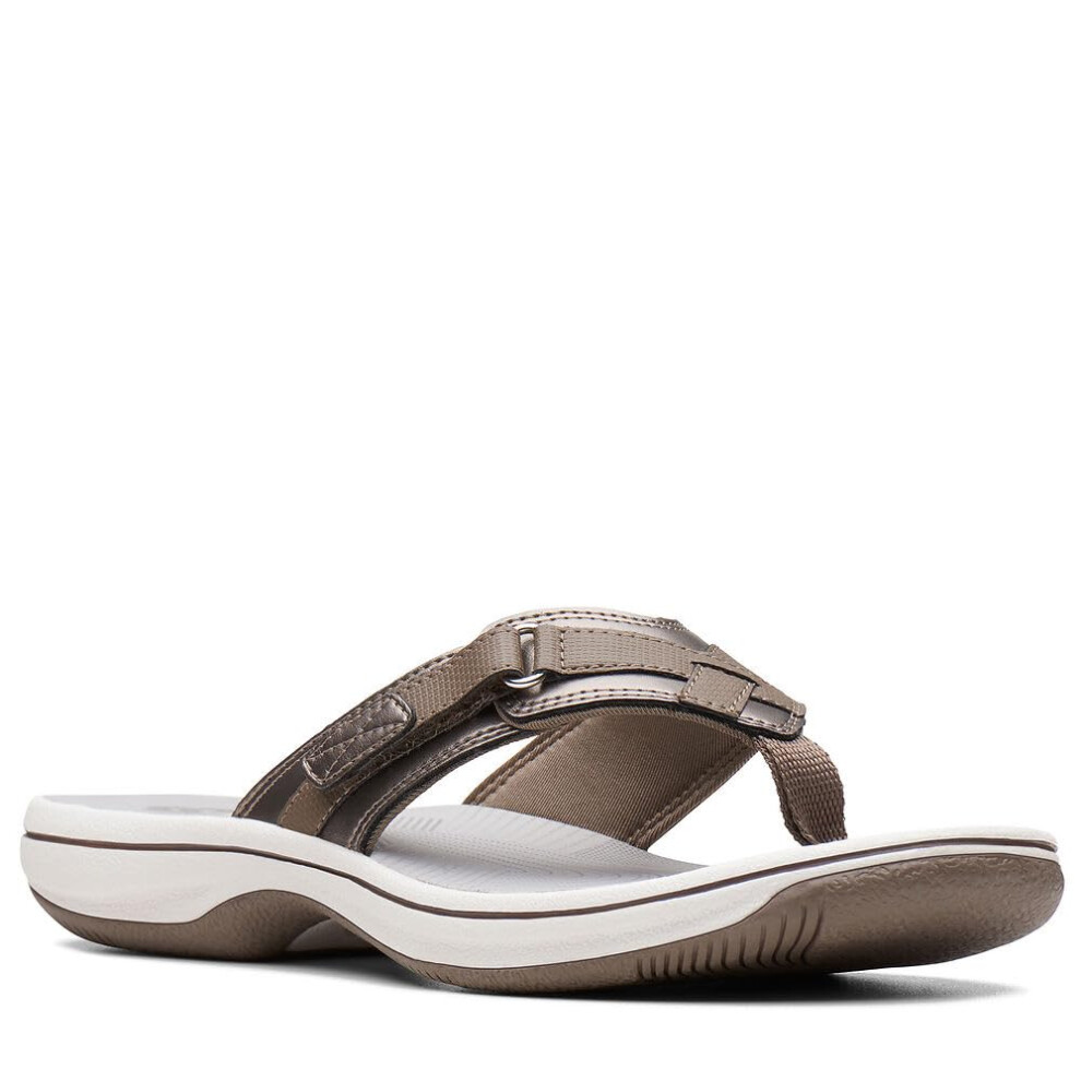 Clarks Women's Breeze Sea Flip-Flop  Pewter Synthetic  8