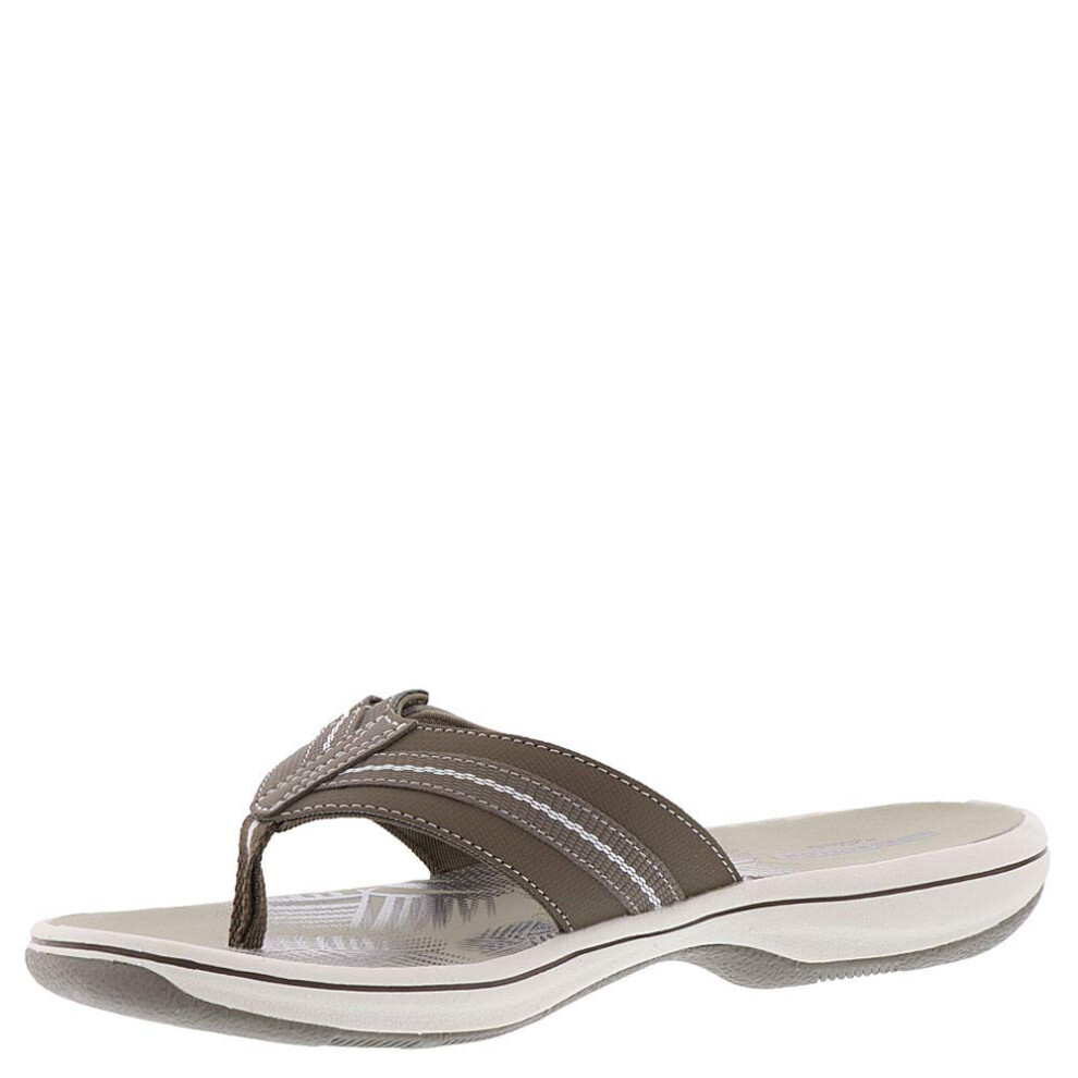 Clarks Women's Brinkley Jazz Flip Flop  Pewter Synthetic  6 M US