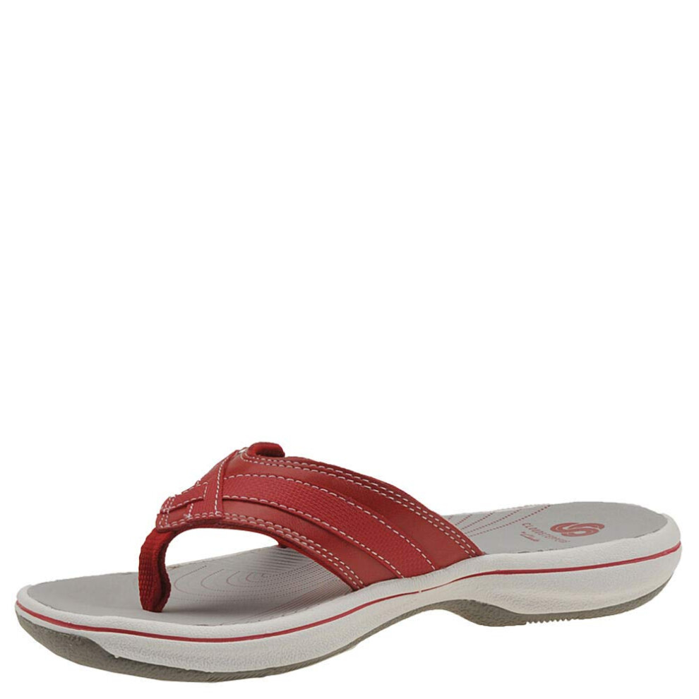 Clarks Women's Breeze Sea Flip-Flop  New Red Synthetic  9