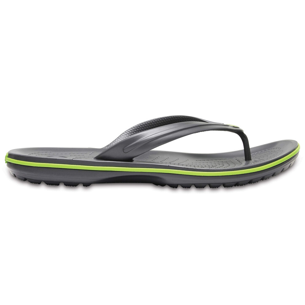 Crocs Unisex Crocband Flip Flops  Graphite/Volt Green  6 Men/8 Women