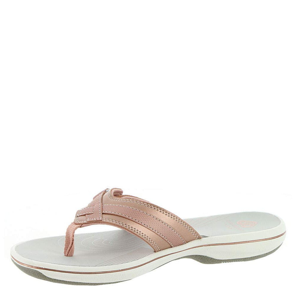 Clarks womens Breeze Sea Flip Flop  Rose Gold  8 US