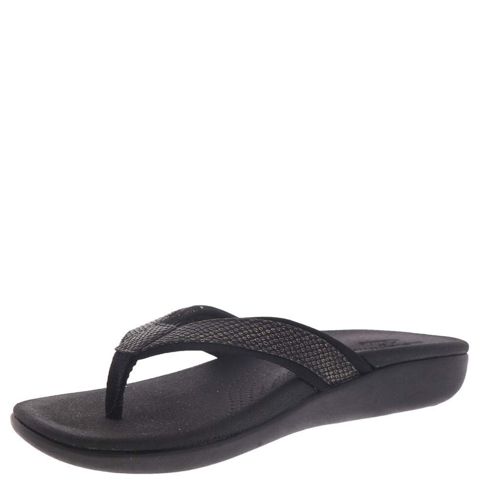 Clarks Women's Brio Sol Flip-Flop  Black Snake Synthetic  070 M US