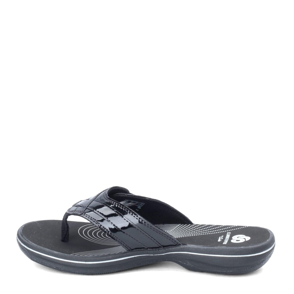 Clarks Women's Breeze Sea Flip-Flop  Silver Synthetic/Black Sole  10