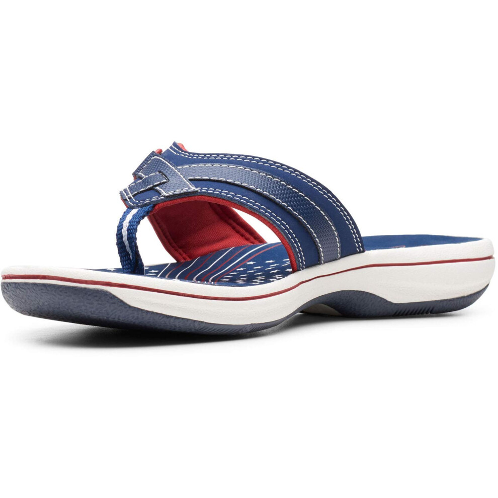 Clarks Women's Breeze Sea Flip-Flop  Navy/Red Synthetic  9