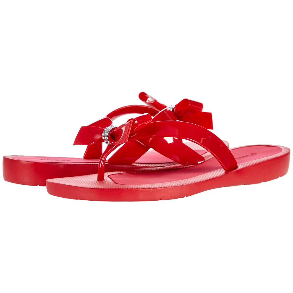 GUESS Women's TUTU Flip-Flop  Red Multi  6