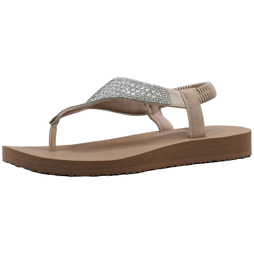 Skechers Women's Meditation-Rock Crown Thong Sandal Natural 7 W US