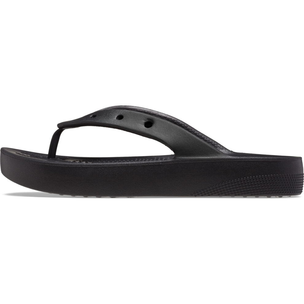 Crocs Women's Classic Flip Flops  Platform Sandals  Black  Numeric_7