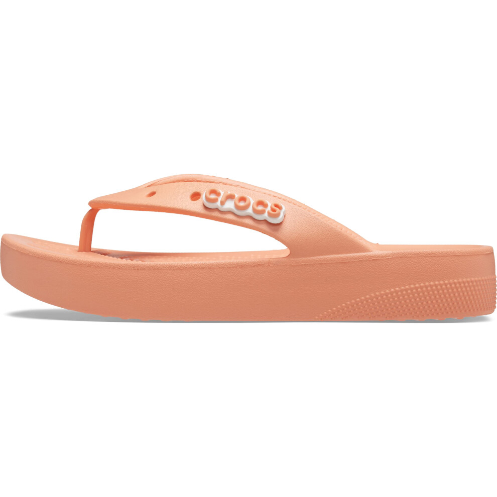 Crocs Women's Classic Flip Flops  Platform Sandals  Papaya  Numeric_9