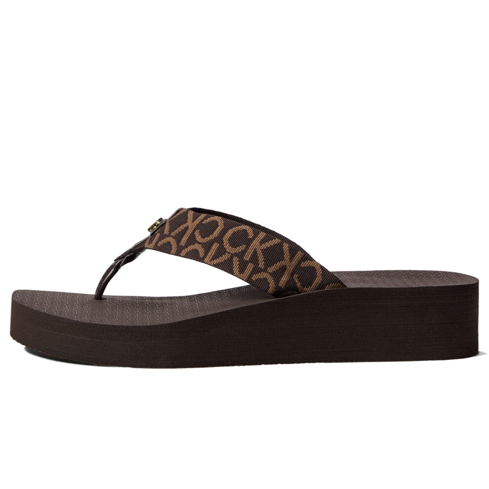 Calvin Klein Women's Meena Flip-Flop  Brown Multi 210  6