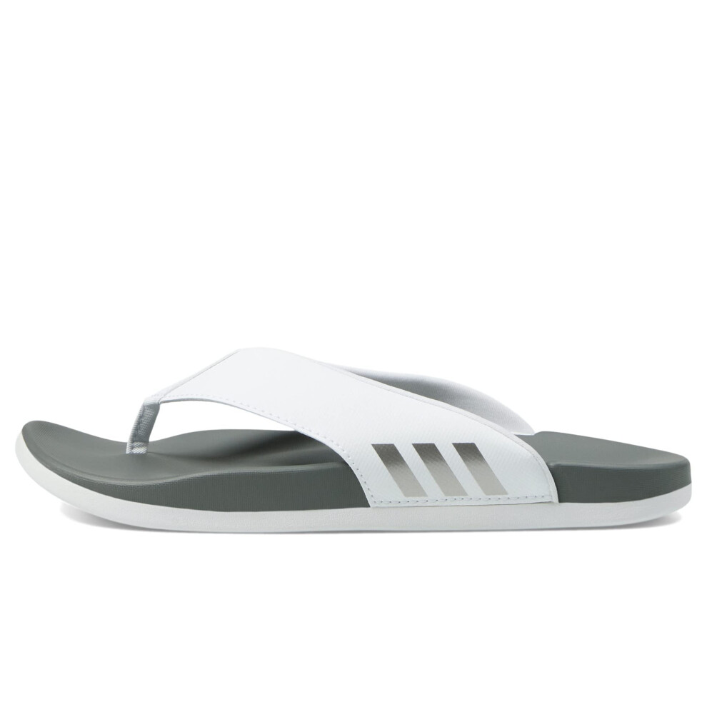 adidas Women's Adilette Comfort Flip Flop Slide Sandal  White/Taupe Me