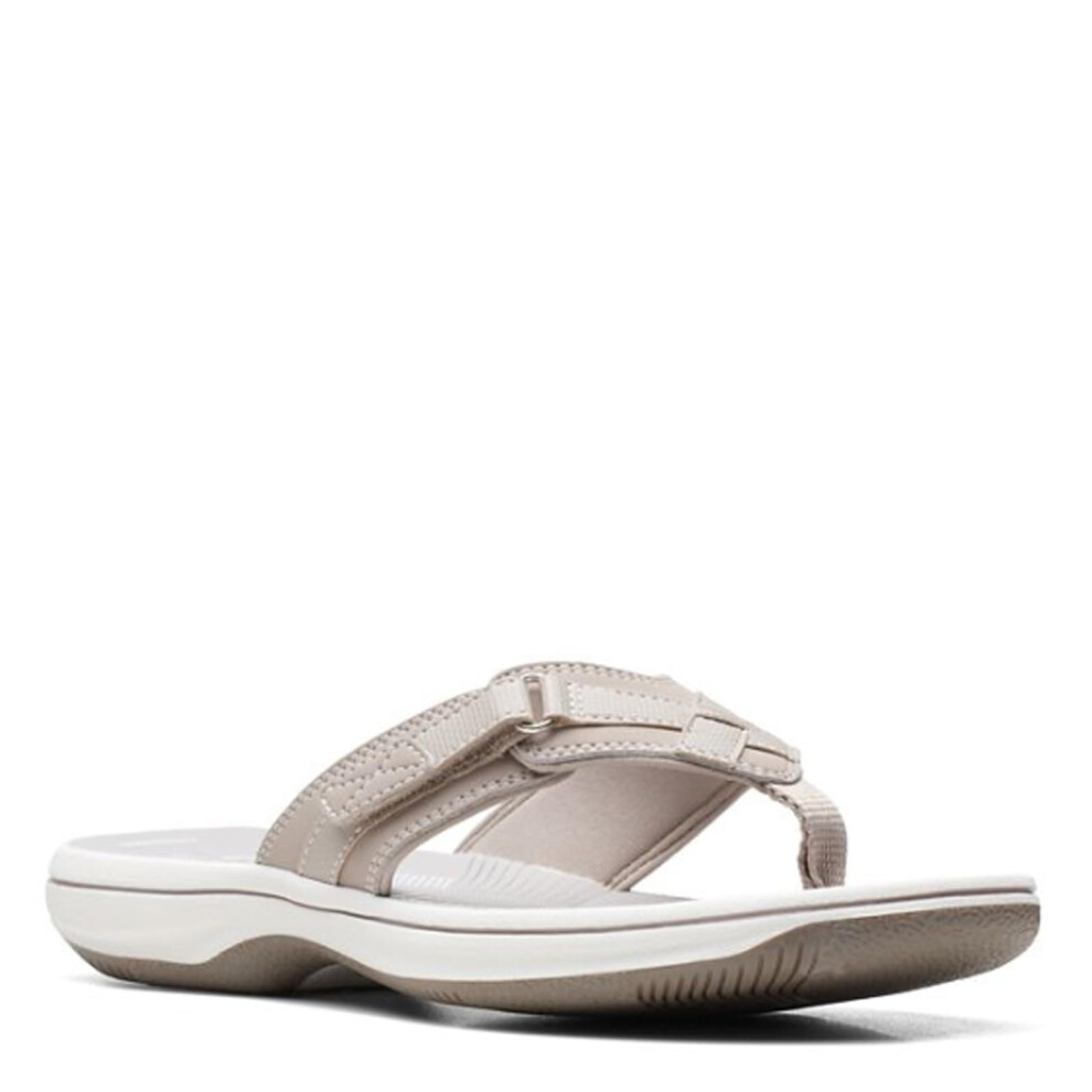 Clarks Women's Breeze Sea Flip-Flop  Light Taupe Synthetic  8