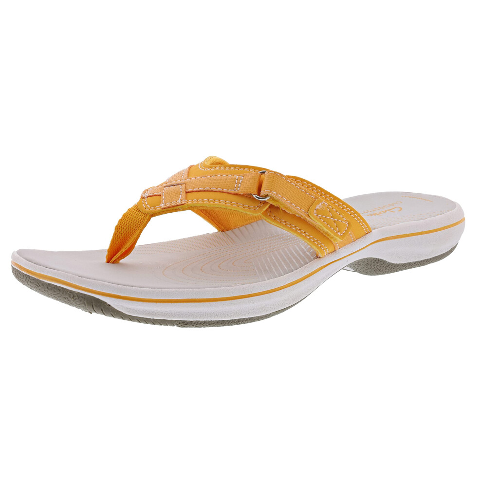 Clarks Women's Breeze Sea Flip Flop  Burnt Yellow  8 US