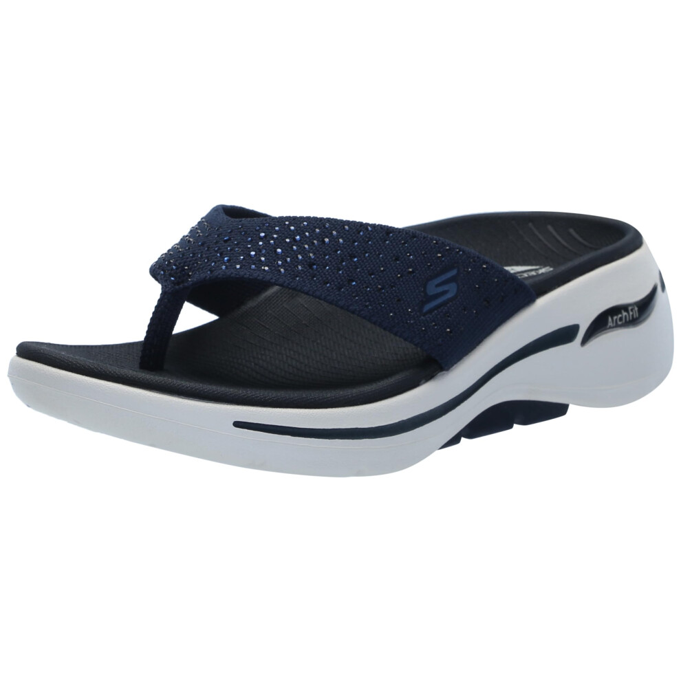 Skechers Women's Flip-Flop  Navy/White  6