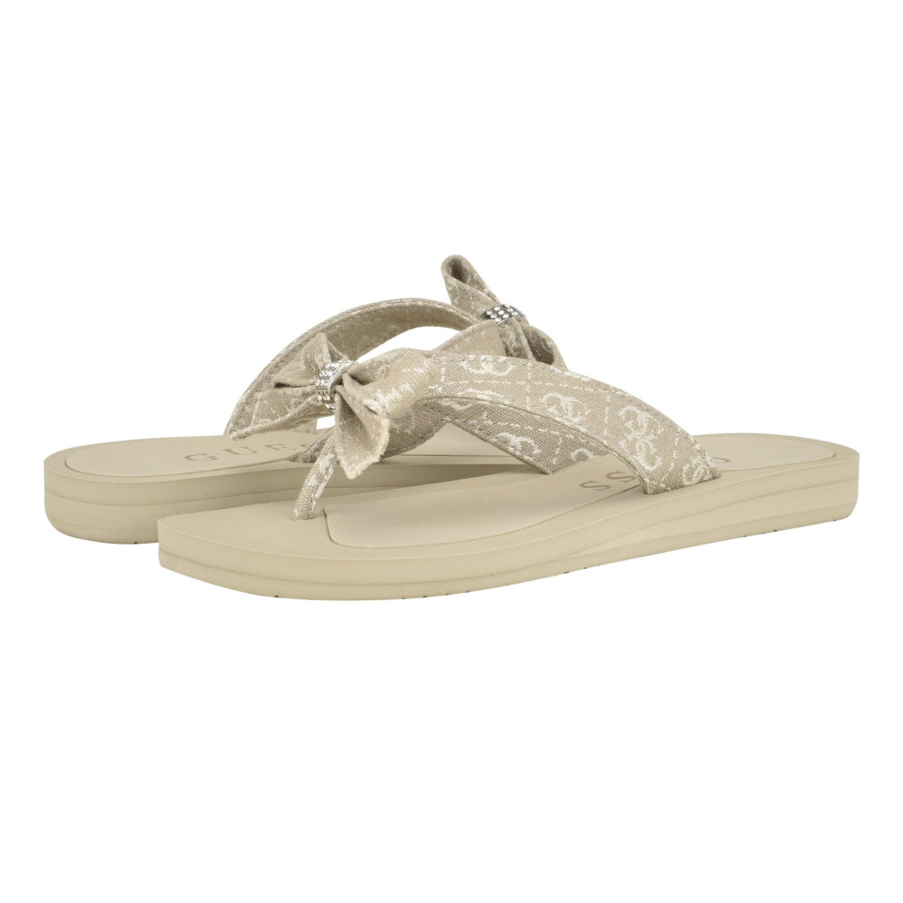 GUESS Women's Tuta Flip-Flop  Taupe Logo  6