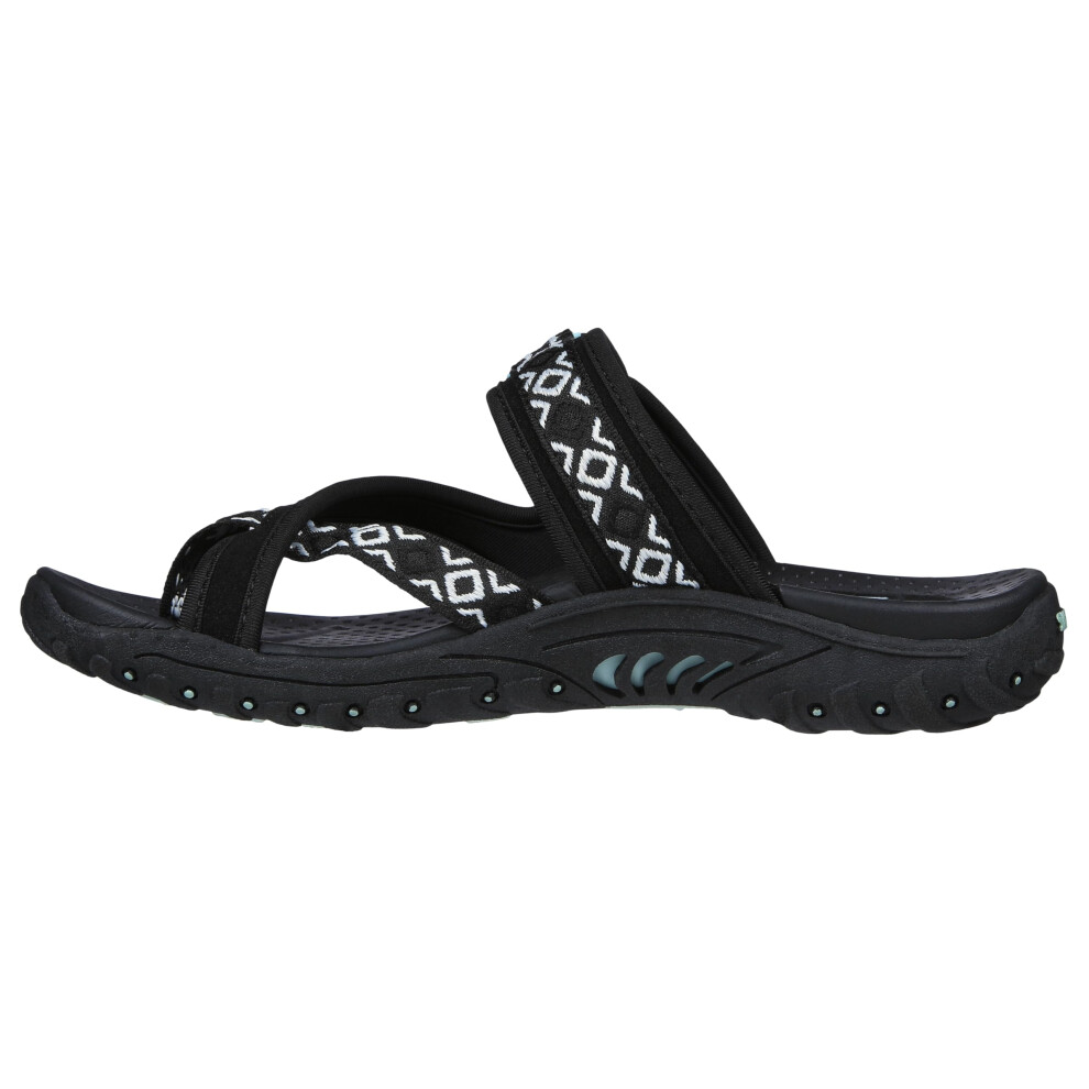 Skechers Women's Reggae Trailway Flip Flop  Black/White  7 M US