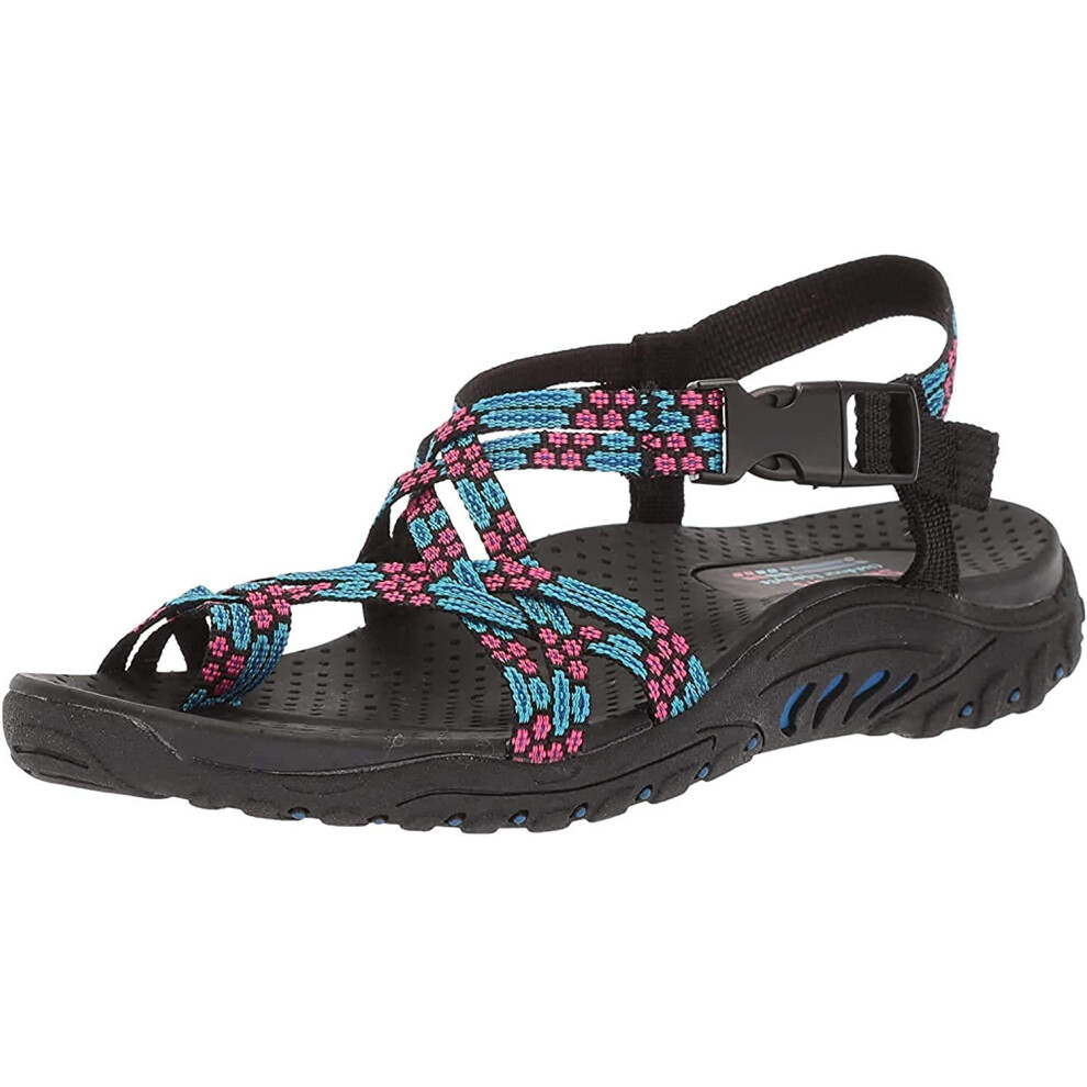 Skechers Women's Reggae Loopy Toe Ring Sandal blue/pink 11 M US