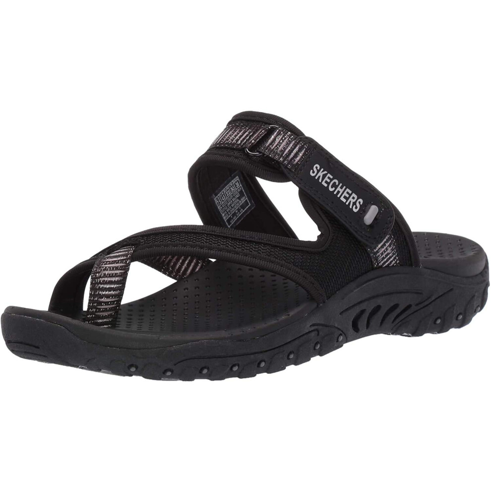 Skechers Women's Reggae-Seize The Day-Toe Thong Sandal Flip-Flop  Blac