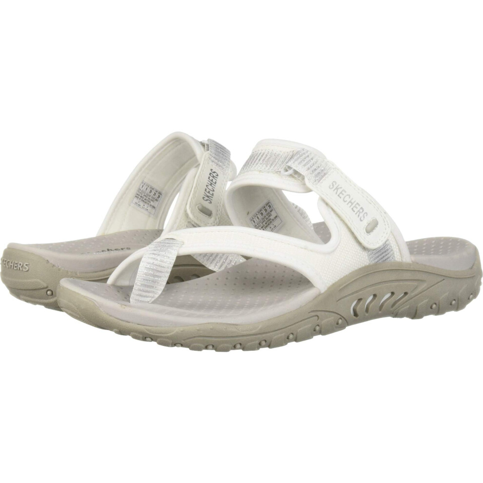 Skechers Women's Reggae-Seize The Day-Toe Thong Sandal Flip-Flop  Whit