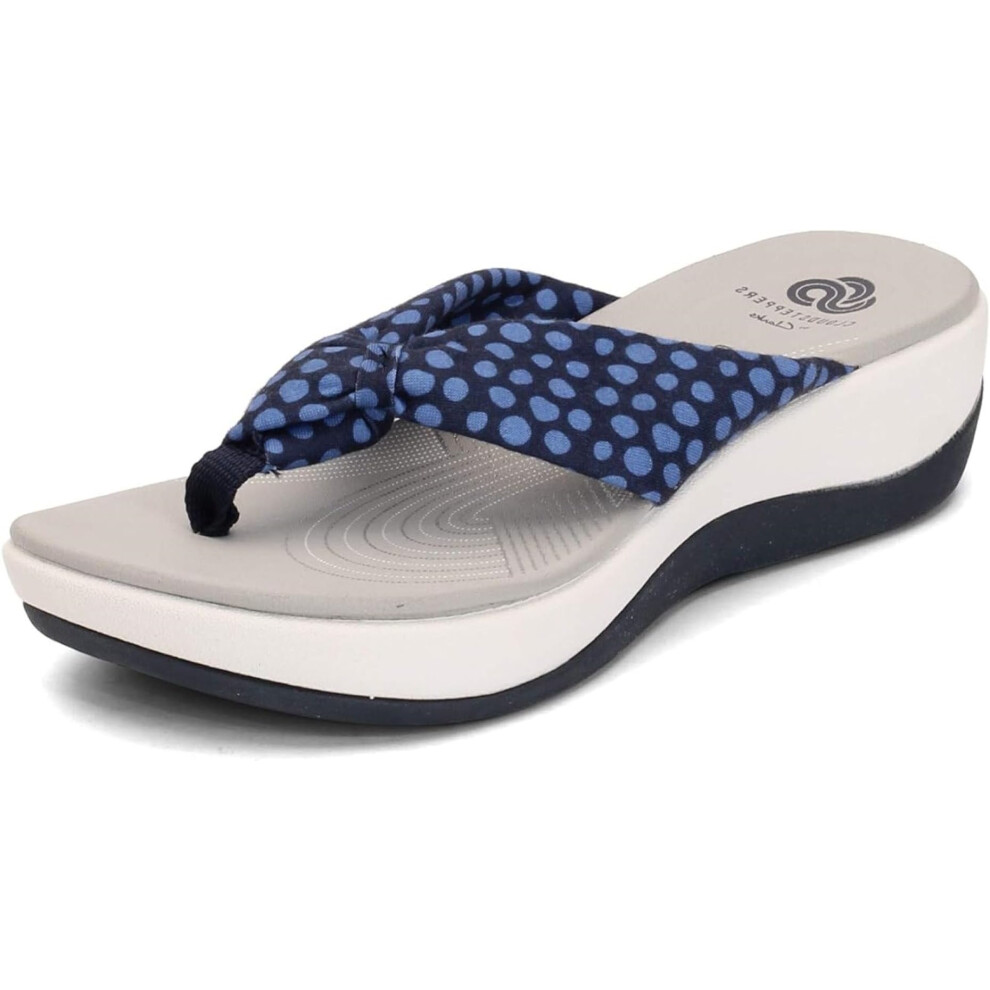 Clarks Womens Arla Glison Flip-Flop Navy Textile Blue Dots 10