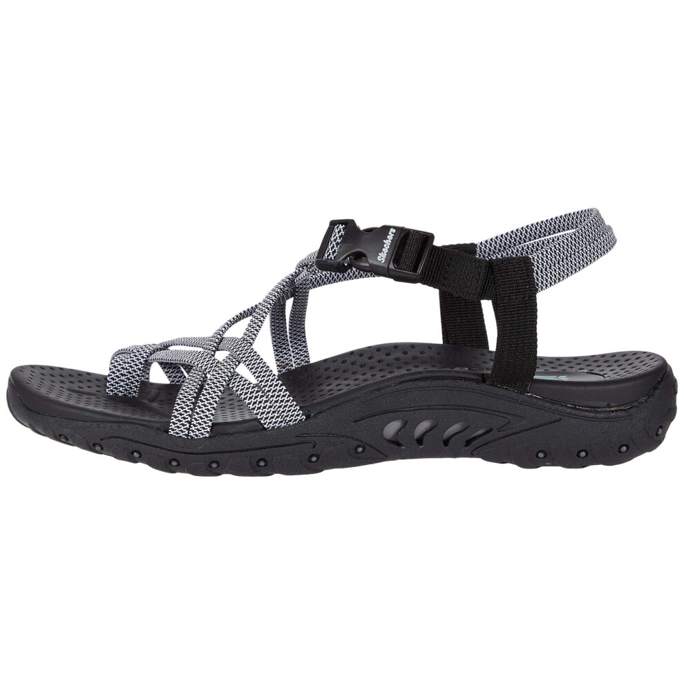 Skechers womens Reggae - IRIE MON -Multi Strap Toe Thong Sandal   Blac