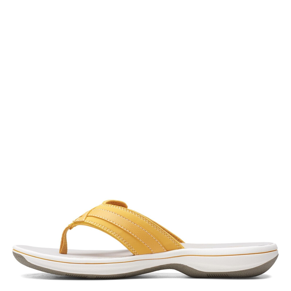 Clarks womens Breeze Sea Flip Flop  Burnt Yellow Synthetic  9 US