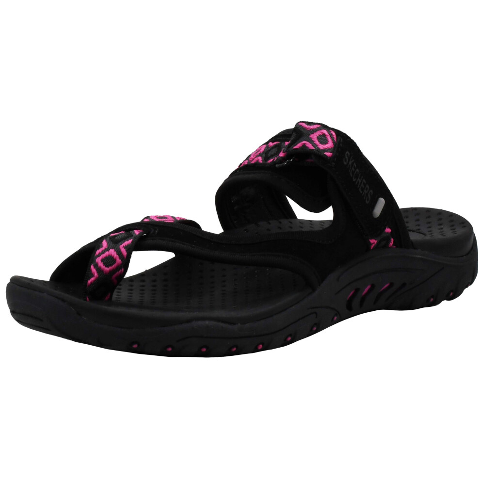 Skechers Women's Reggae-Trailway Black/Fuchsia Flip Flop 7.5 M US