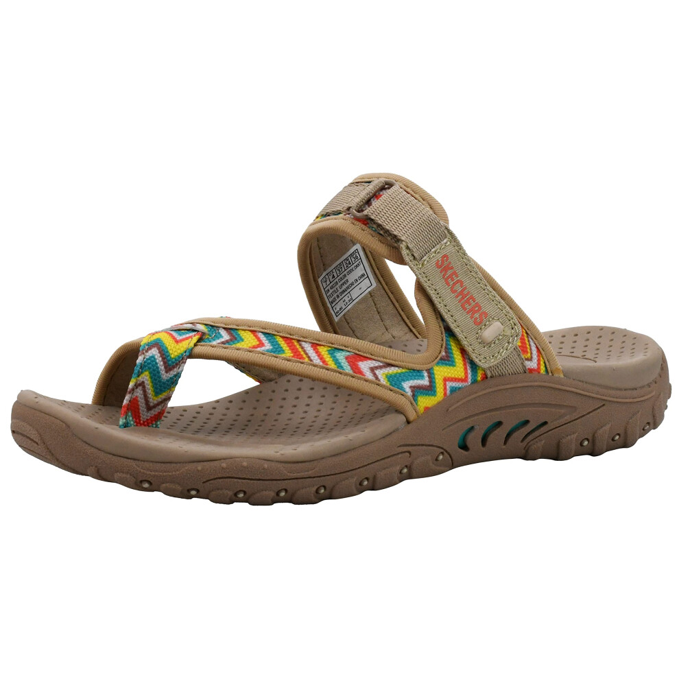 Skechers Women's Reggae-Zig Swag Dark Natural Flip-Flop Sandals 11 M U