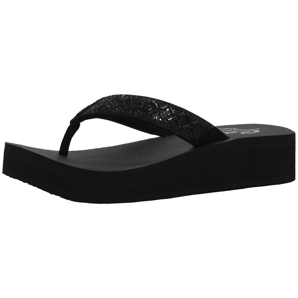 Skechers Cali Women's Vinyasa-Lotus Princess Flip-Flop Black/Black 10