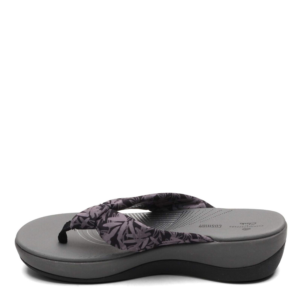 Clarks Women's Arla Glison Flip-Flop  Black/Grey Floral Textile  10 M