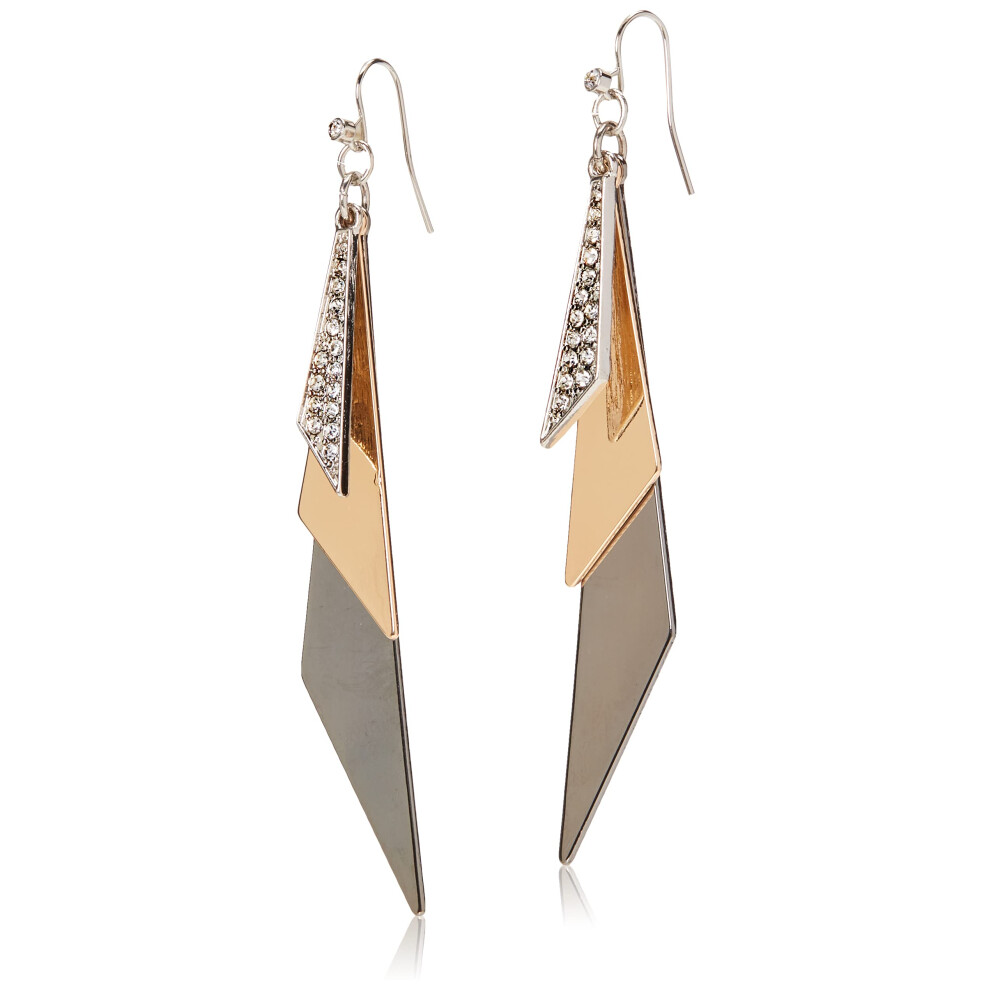 GUESS ""Basic"" Mixed Metal Linear Triangles Drop Earrings