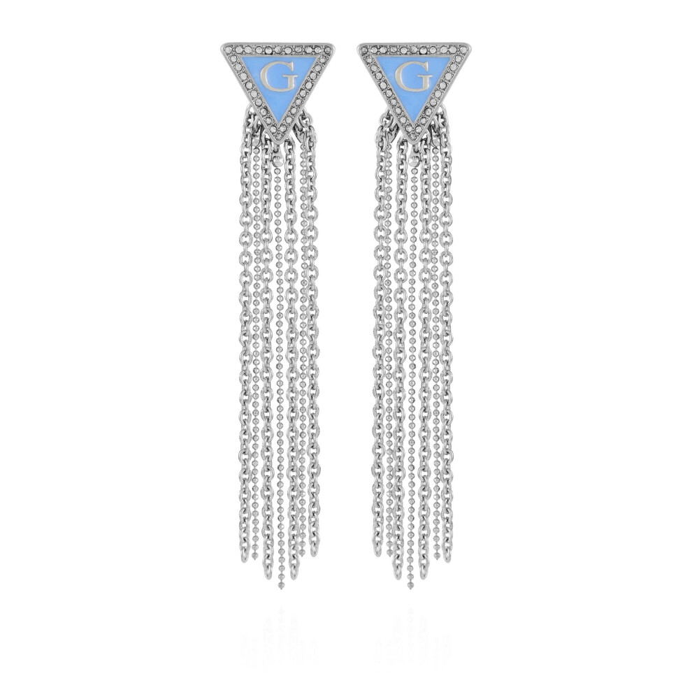 GUESS Silvertone Chain Fine Linear Earrings