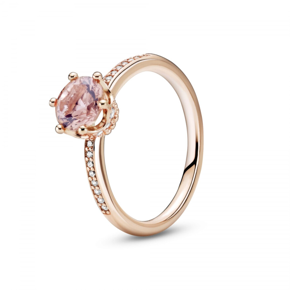 Pandora Pink Sparkling Crown Solitaire Ring - Rose Gold Ring for Women