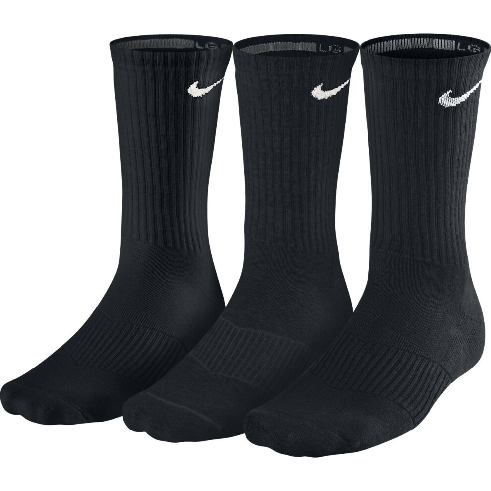 NIKE Unisex Performance Cushion Crew Training Socks (3 Pairs)  Black/W