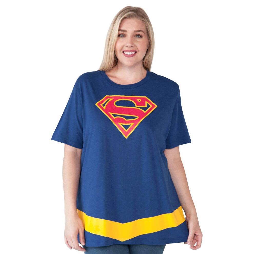 DC Comics Plus Size Womens T-Shirt Supergirl Logo Belt Costume Print (