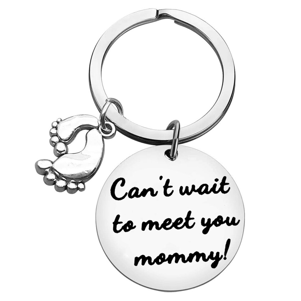 Mommy to Be Gift Pregnancy Announcement Keychain Can't Wait to Meet Yo