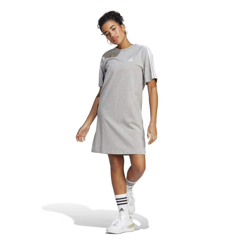 adidas Essentials 3-Stripes Single Jersey Boyfriend T-Shirt Dress Medi