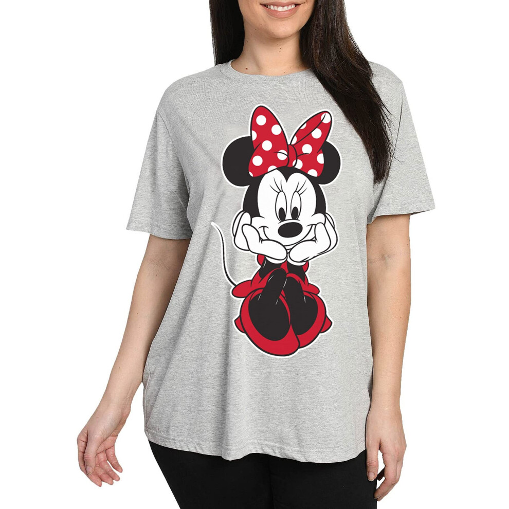 Disney Womens Plus Size T-Shirt Minnie Mouse Print (Heather Grey  1X)