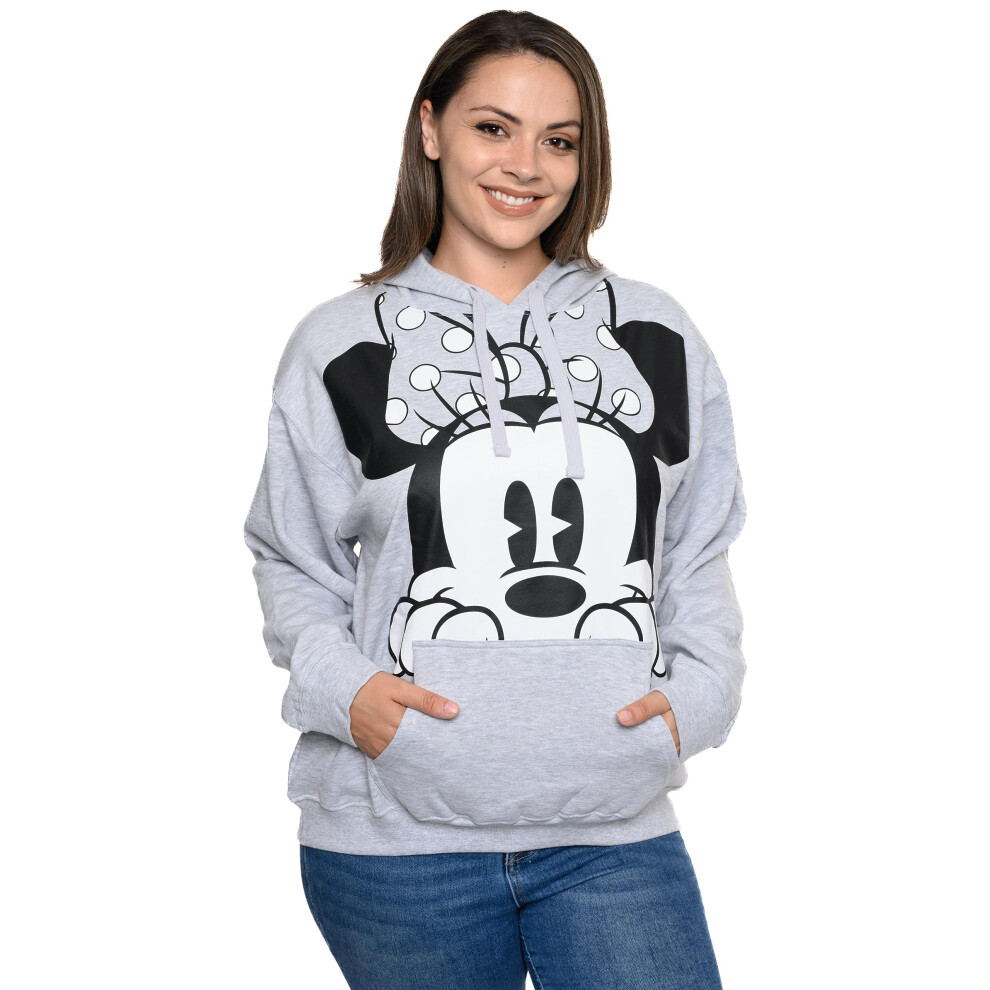 Disney Womens Hoodie Minnie Mouse Peeking Pullover Plus Size (Heather