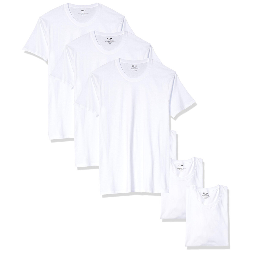 DKNY Men's Cotton Crew Neck T-Shirt-Multipack  White  Medium