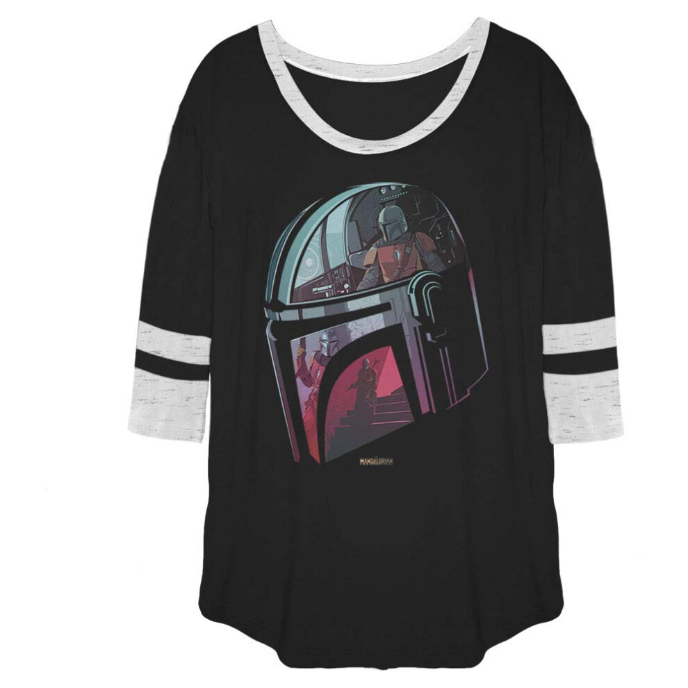 STAR WARS Junior's The Mandalorian Helmet Explanation Women's Flowy Ho