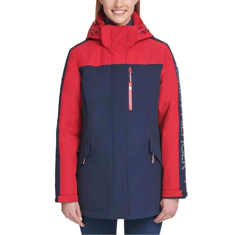 Tommy Hilfiger Womens Winter Cold Weather Basic Coat Red M