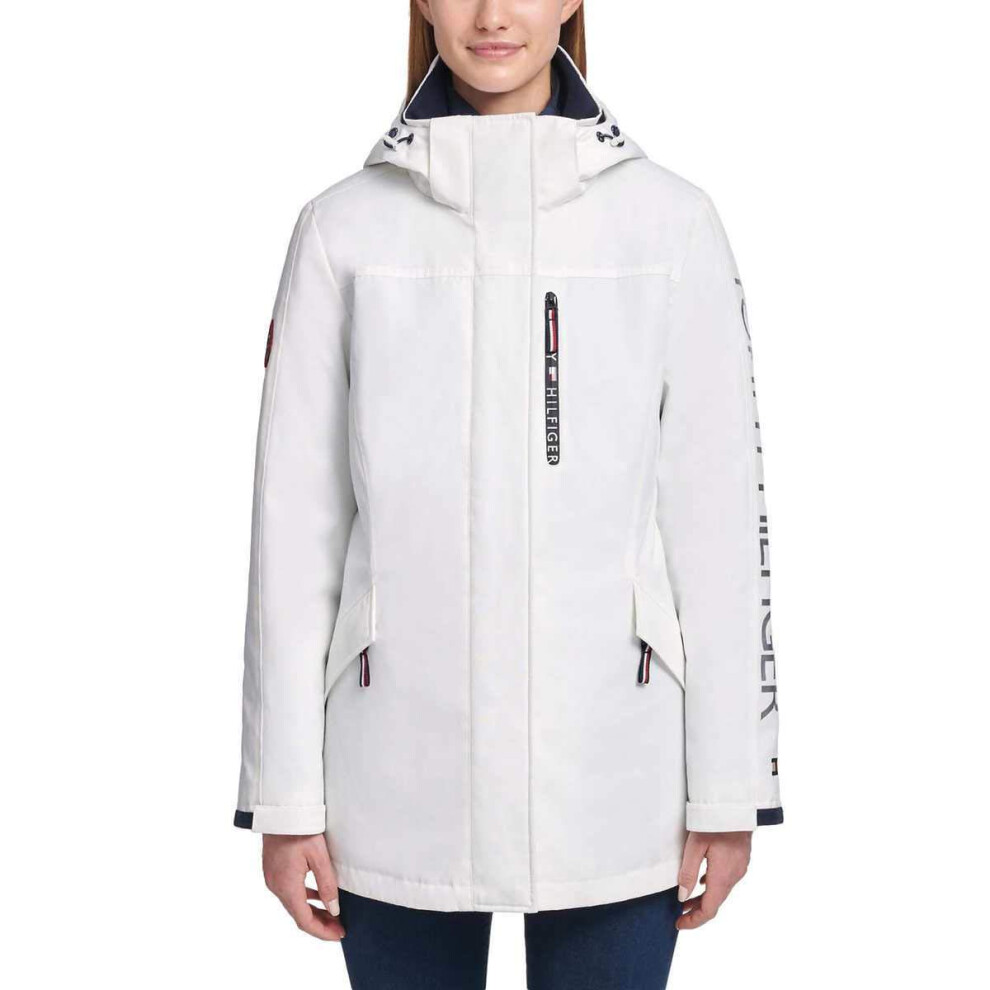 Tommy Hilfiger Womens Winter Cold Weather Basic Coat  White  Medium