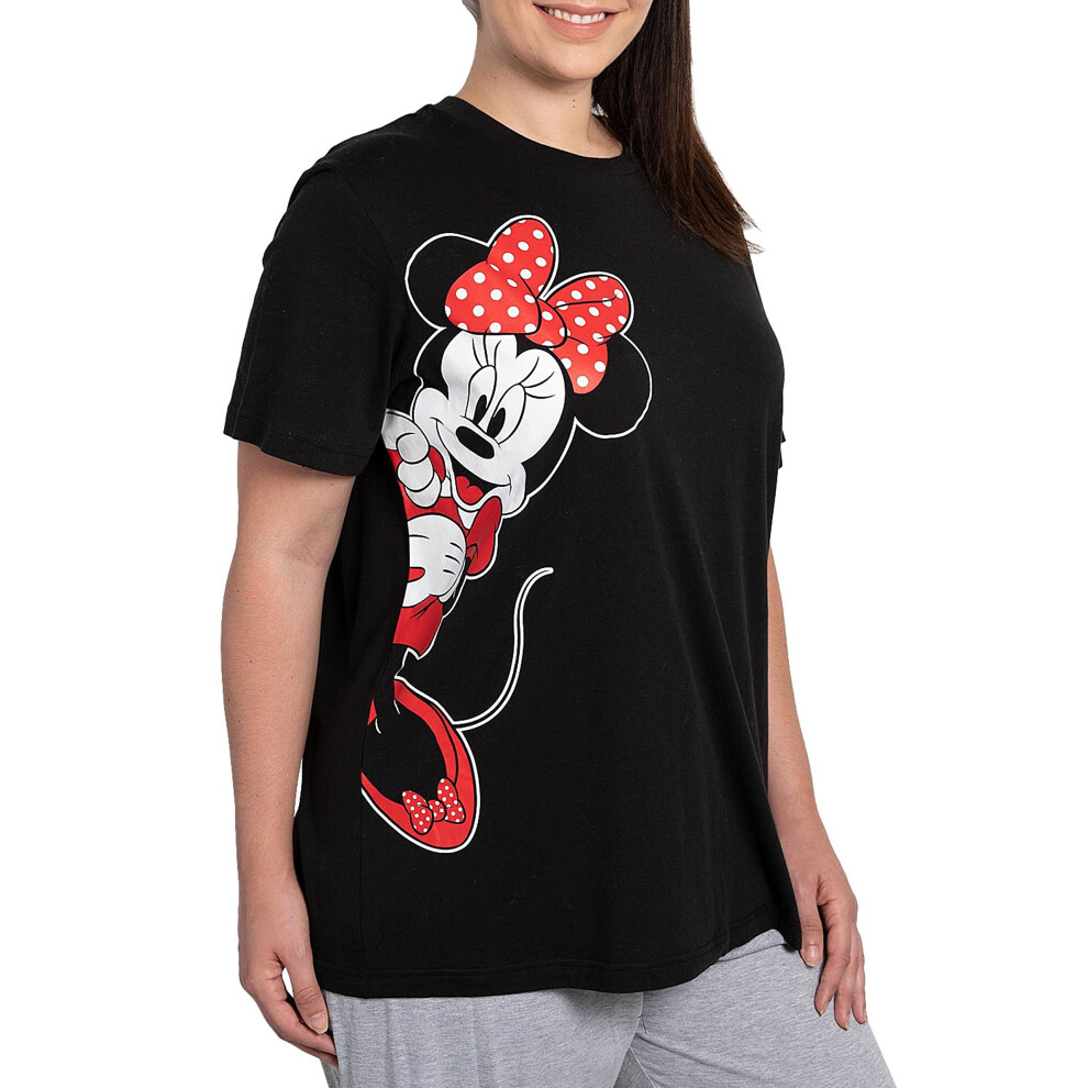 Disney Womens Plus Size T-Shirt Minnie Mouse Side Print (Black  5X)