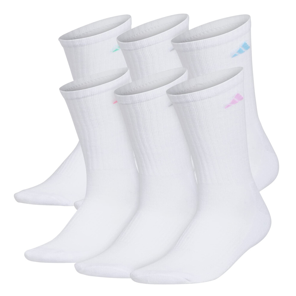 adidas Women's Athletic Cushioned Crew Socks (6-Pair) with Arch Compre