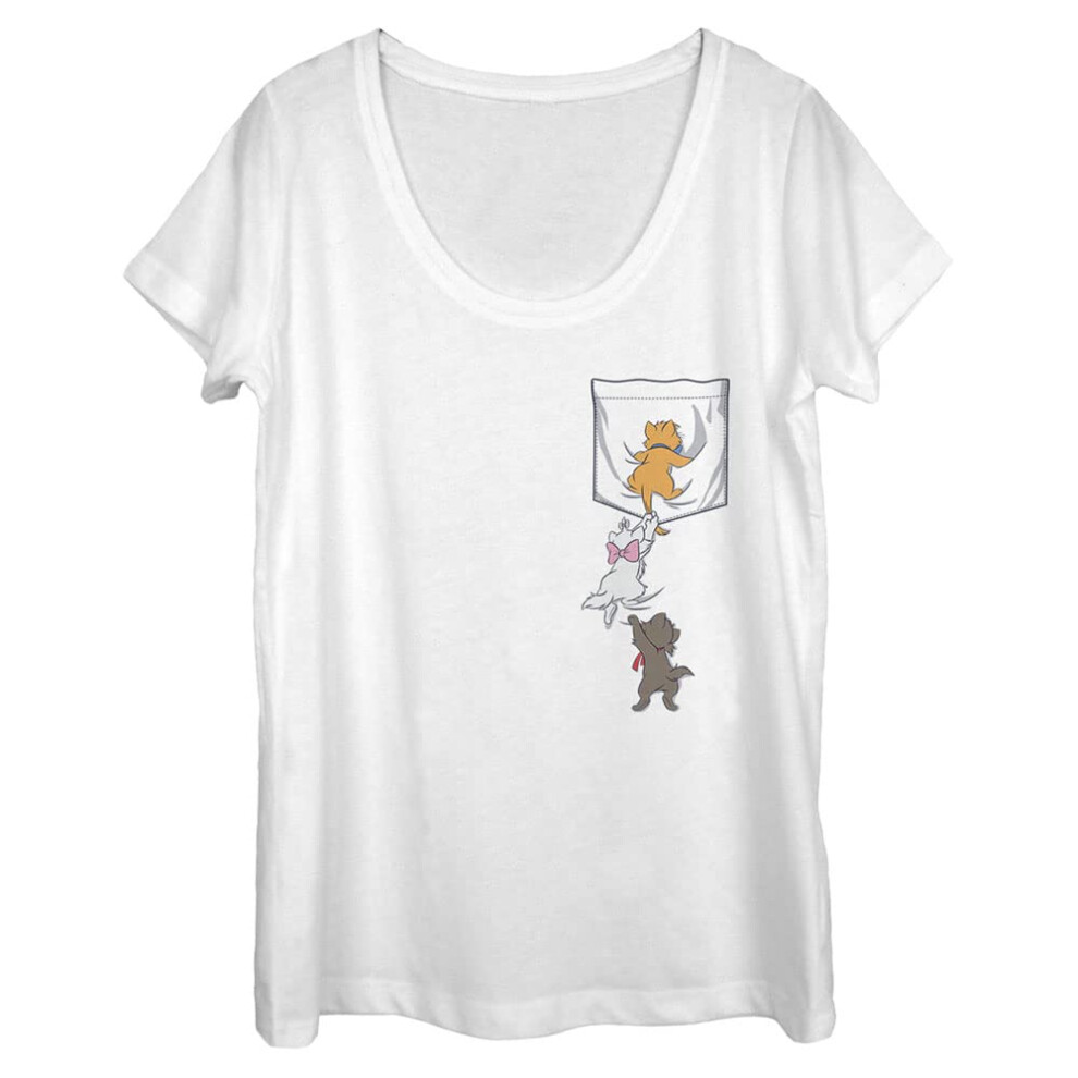 Disney Aristocats Kitten Crawl Women's Short Sleeve Tee Shirt  White