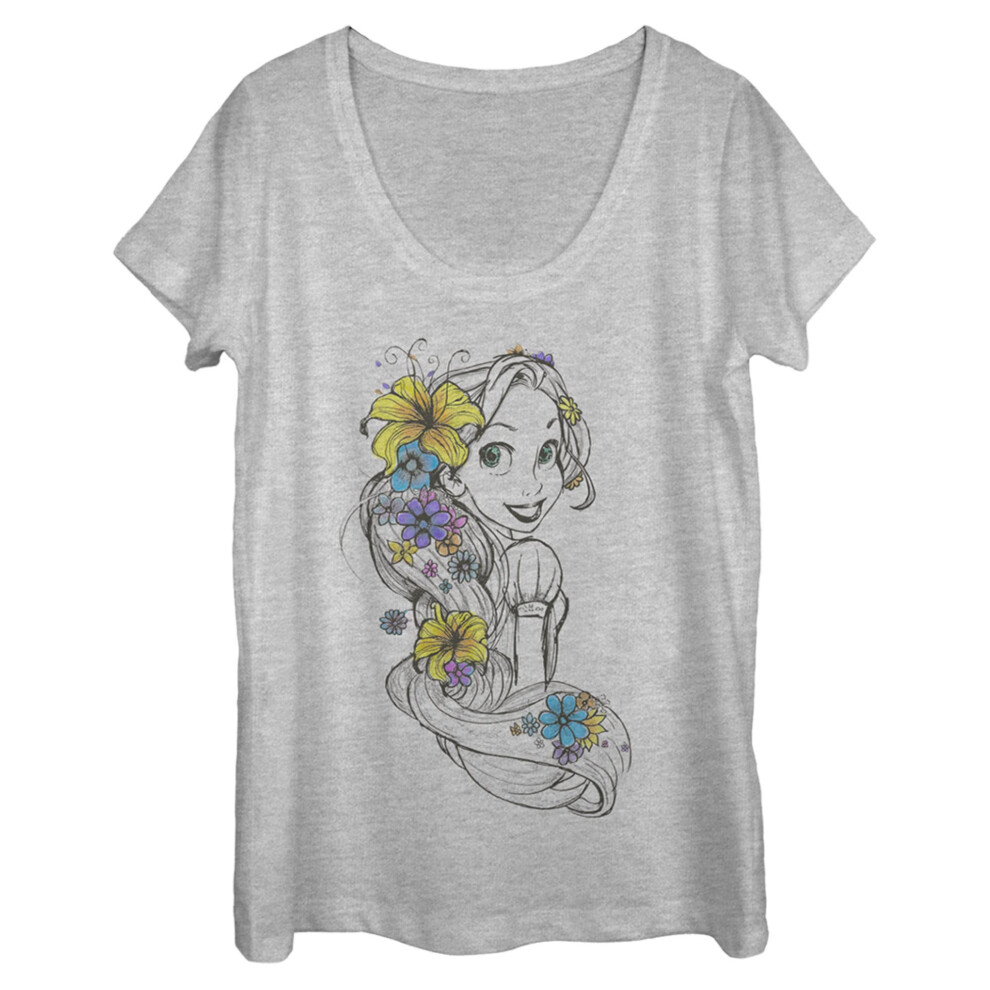 Disney Princesses Rapunzel Sketch Women's Short Sleeve Tee Shirt  Athl