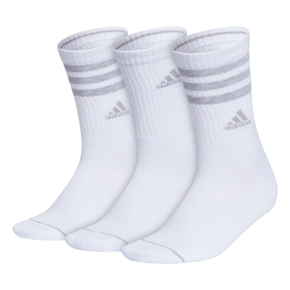 adidas Women's 3-Stripe Crew Socks (3-Pair) with Arch Compression  Whi